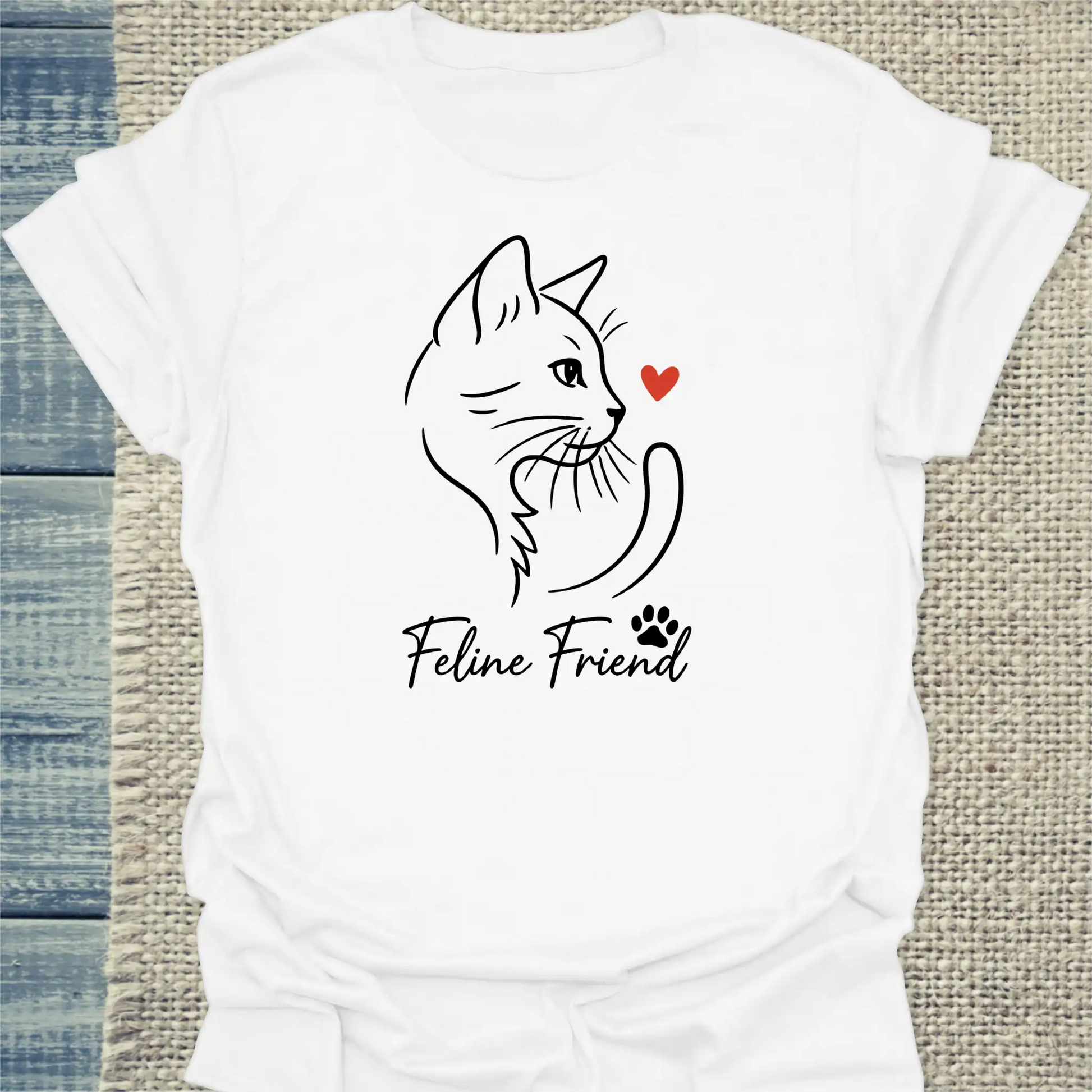 T-Shirt - Feline Friend - Unisex - Katze Weiß