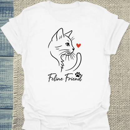 T-Shirt - Feline Friend - Unisex - Katze Weiß