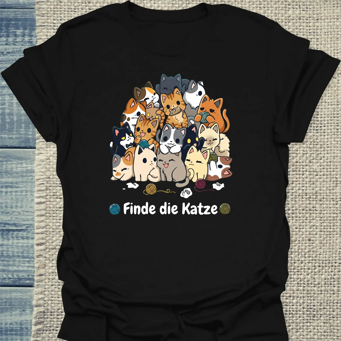 T-Shirt - Finde die Katze - Unisex - Katze Schwarz