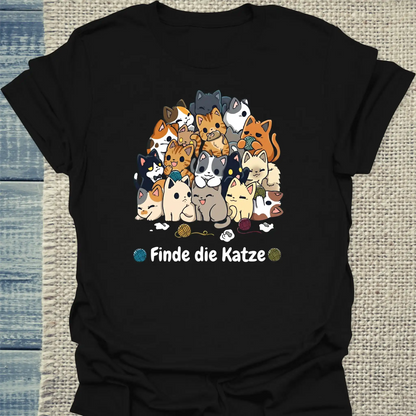 T-Shirt - Finde die Katze - Unisex - Katze Schwarz