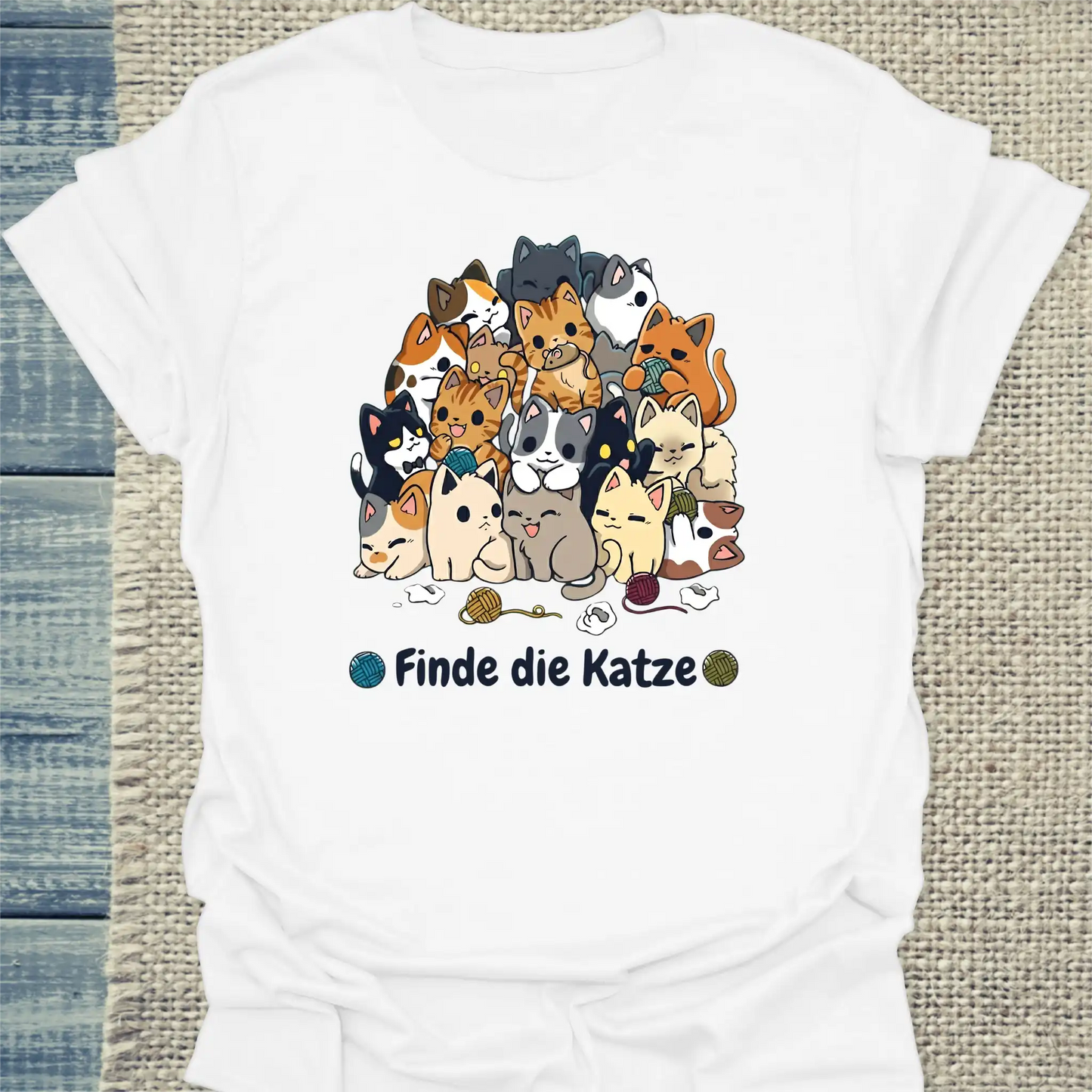 T-Shirt - Finde die Katze - Unisex - Katze Weiß