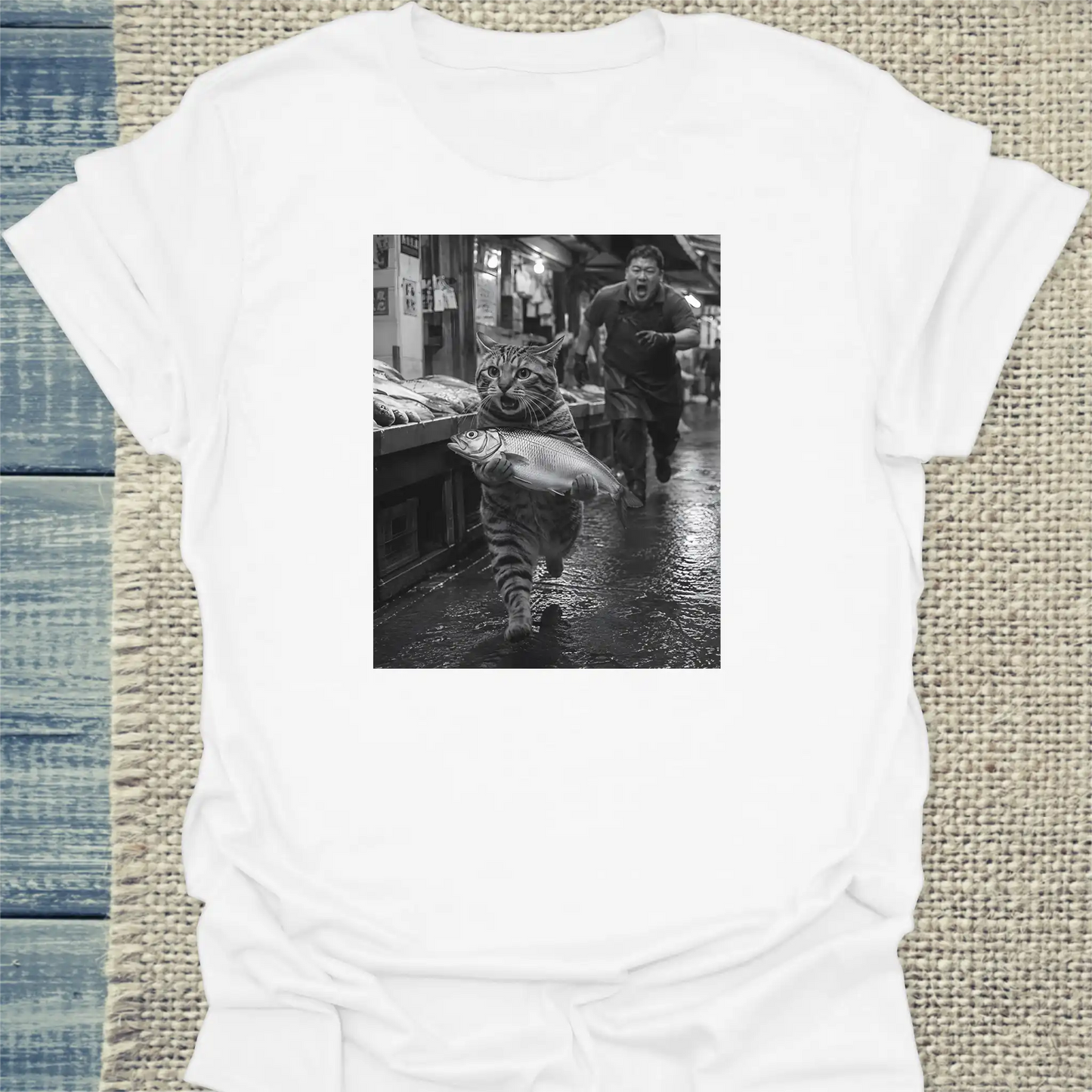 T-Shirt - Fischdieb - Unisex - Katze Weiß