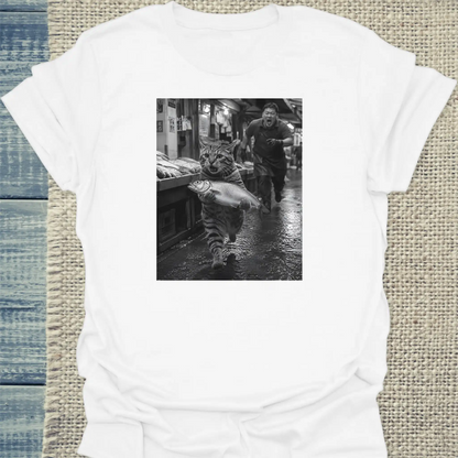 T-Shirt - Fischdieb - Unisex - Katze Weiß