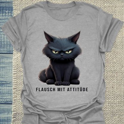 T-Shirt - Flausch mit Attitüde - Unisex - Katze Grau