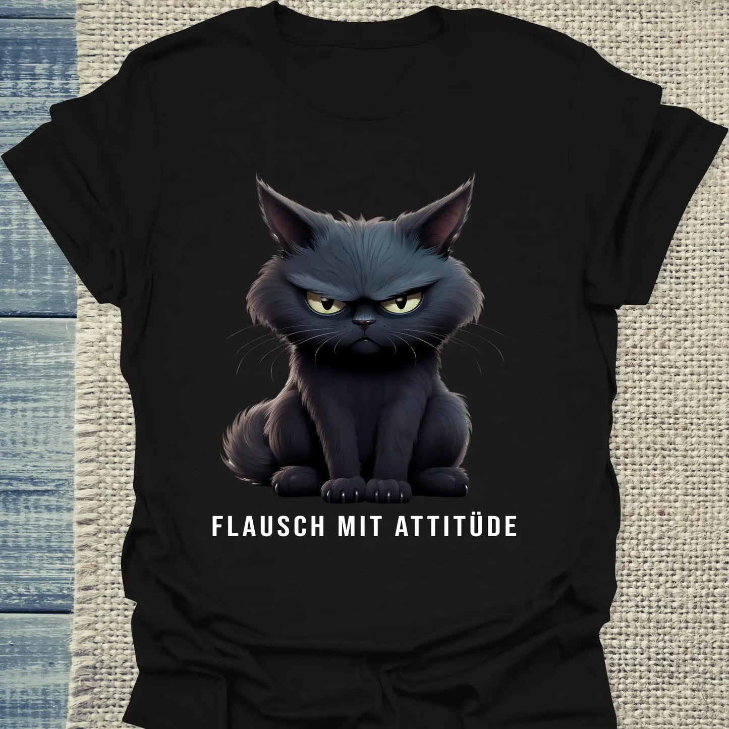 T-Shirt - Flausch mit Attitüde - Unisex - Katze Schwarz