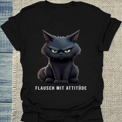 T-Shirt - Flausch mit Attitüde - Unisex - Katze Schwarz