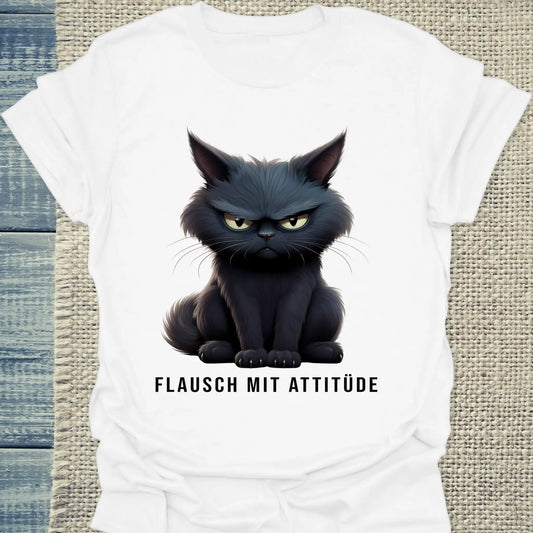 T-Shirt - Flausch mit Attitüde - Unisex - Katze Weiß