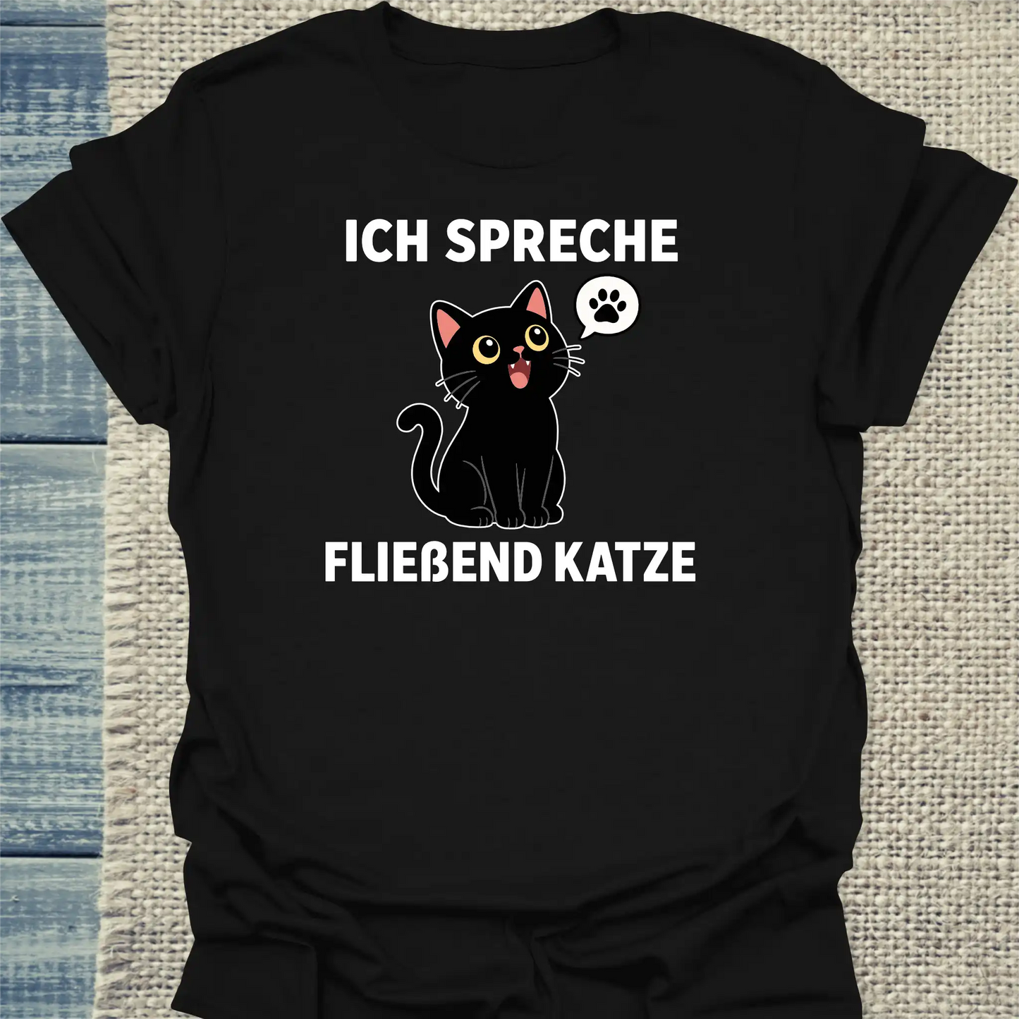 T-Shirt - Fließend Katze - Unisex - Katze Schwarz