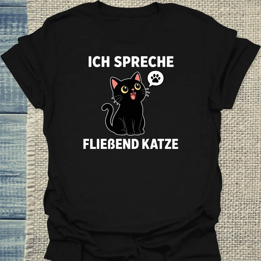 T-Shirt - Fließend Katze - Unisex - Katze Schwarz