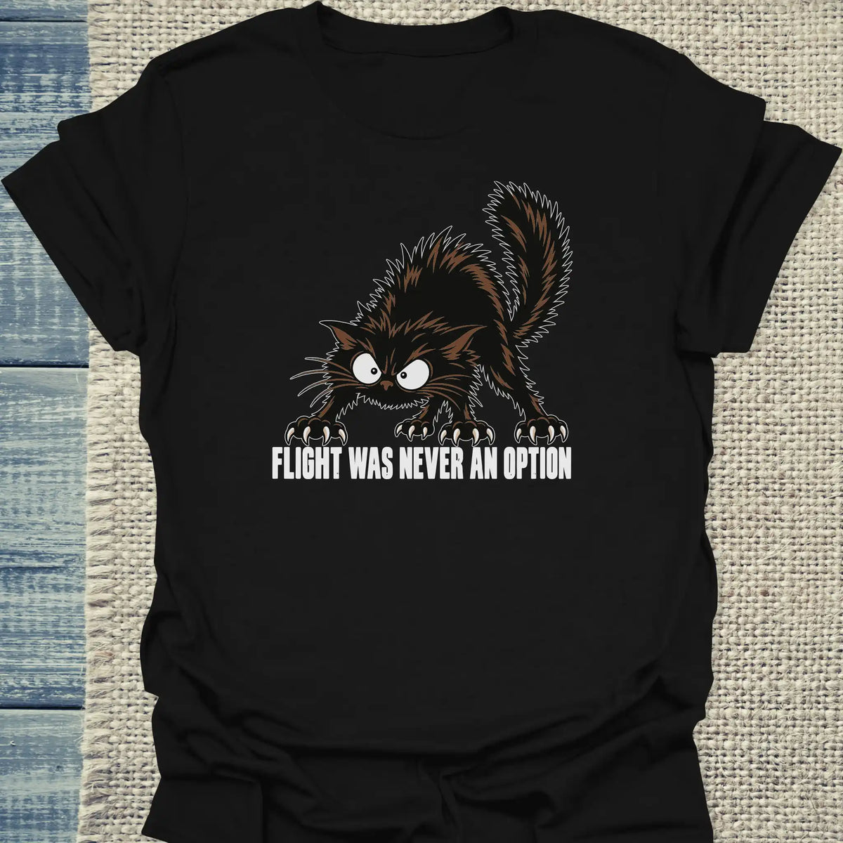 T-Shirt - Flight was never an option - Unisex - Katze Schwarz