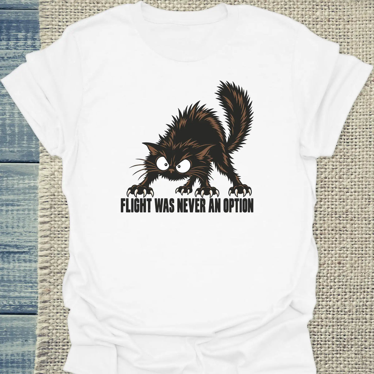 T-Shirt - Flight was never an option - Unisex - Katze Weiß