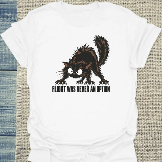 T-Shirt - Flight was never an option - Unisex - Katze Weiß