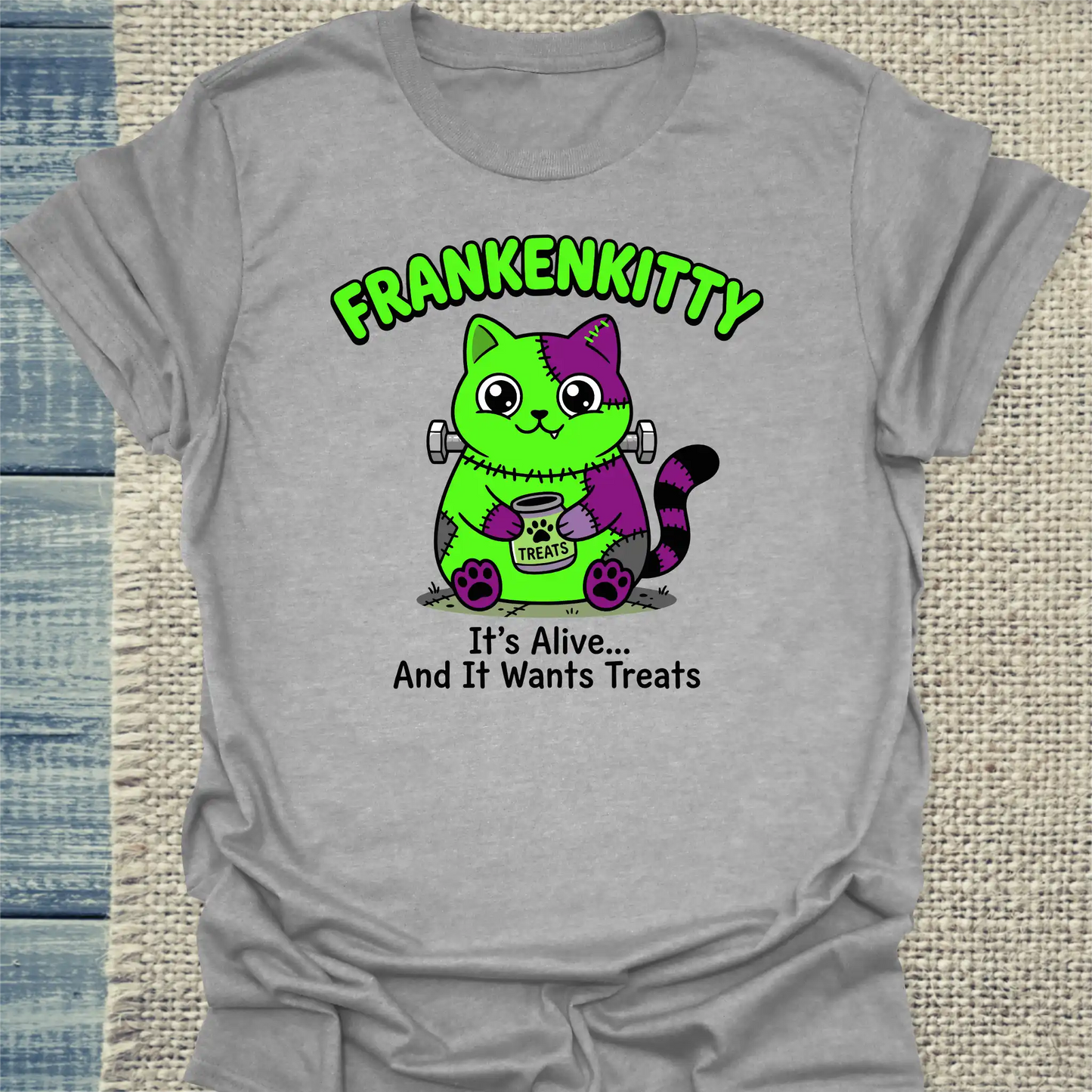 T-Shirt - Frankenkitty - Unisex - Katze Grau