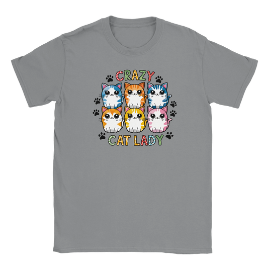 T-Shirt - Für die Crazy Cat Lady - Unisex - Kaffee, Cat Lady Grau