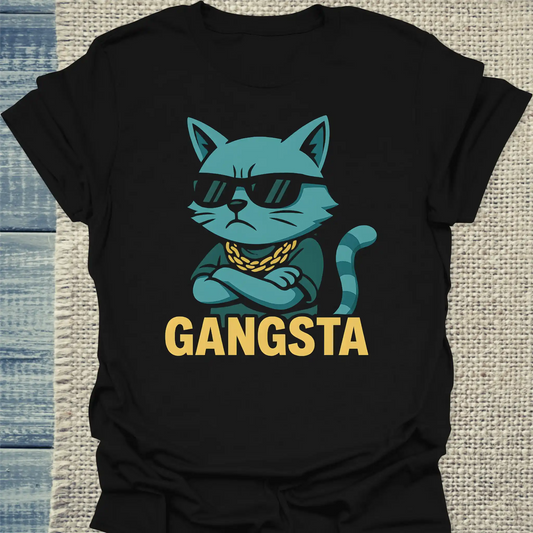 T-Shirt - Gangsta Cat - Unisex - Katze Schwarz