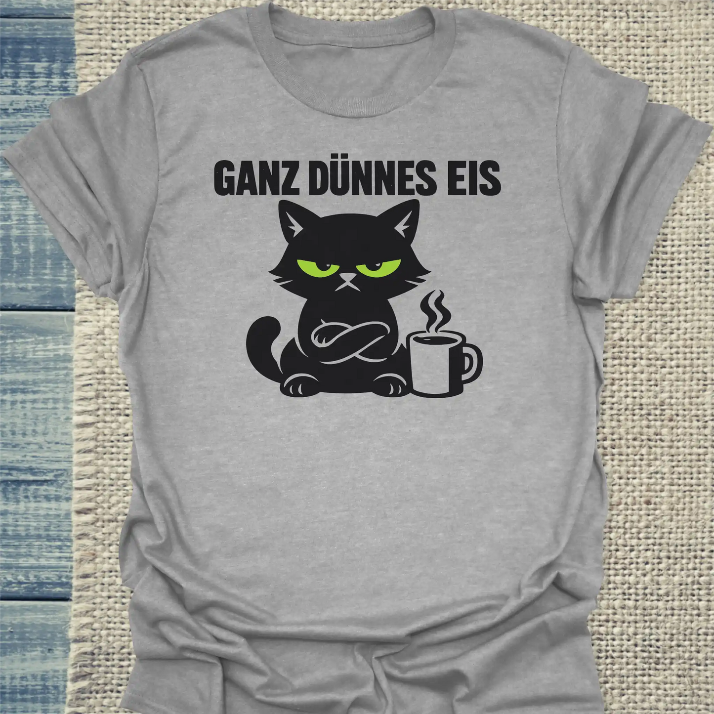 T-Shirt - Ganz dünnes Eis - Unisex - Katze & Kaffee Grau