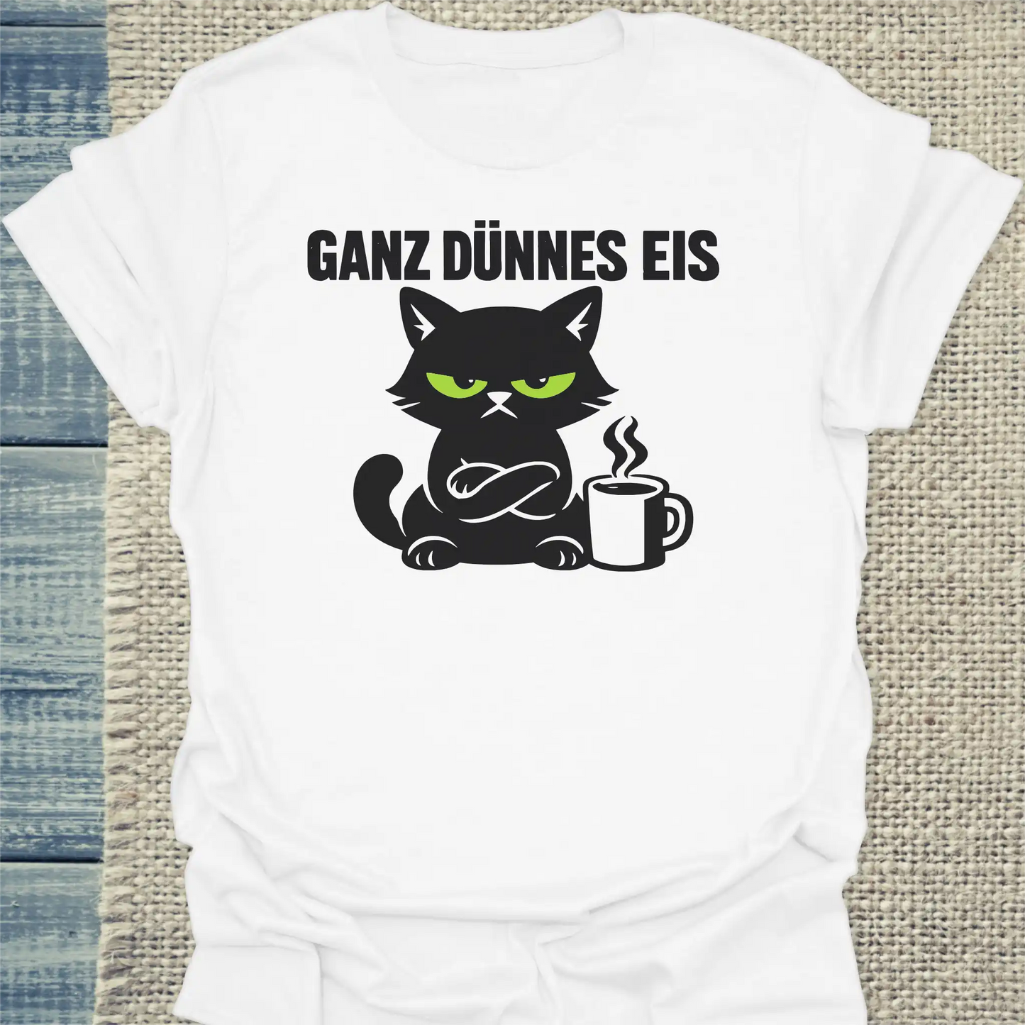 T-Shirt - Ganz dünnes Eis - Unisex - Katze & Kaffee Weiß