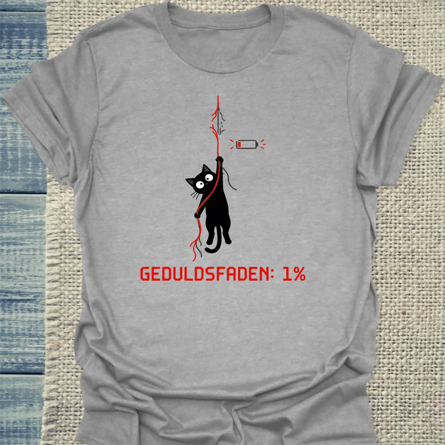 T-Shirt - Geduldsfaden: 1% - Unisex - Katze Grau