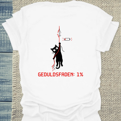 T-Shirt - Geduldsfaden: 1% - Rücken - Unisex - Katze, Back Weiß