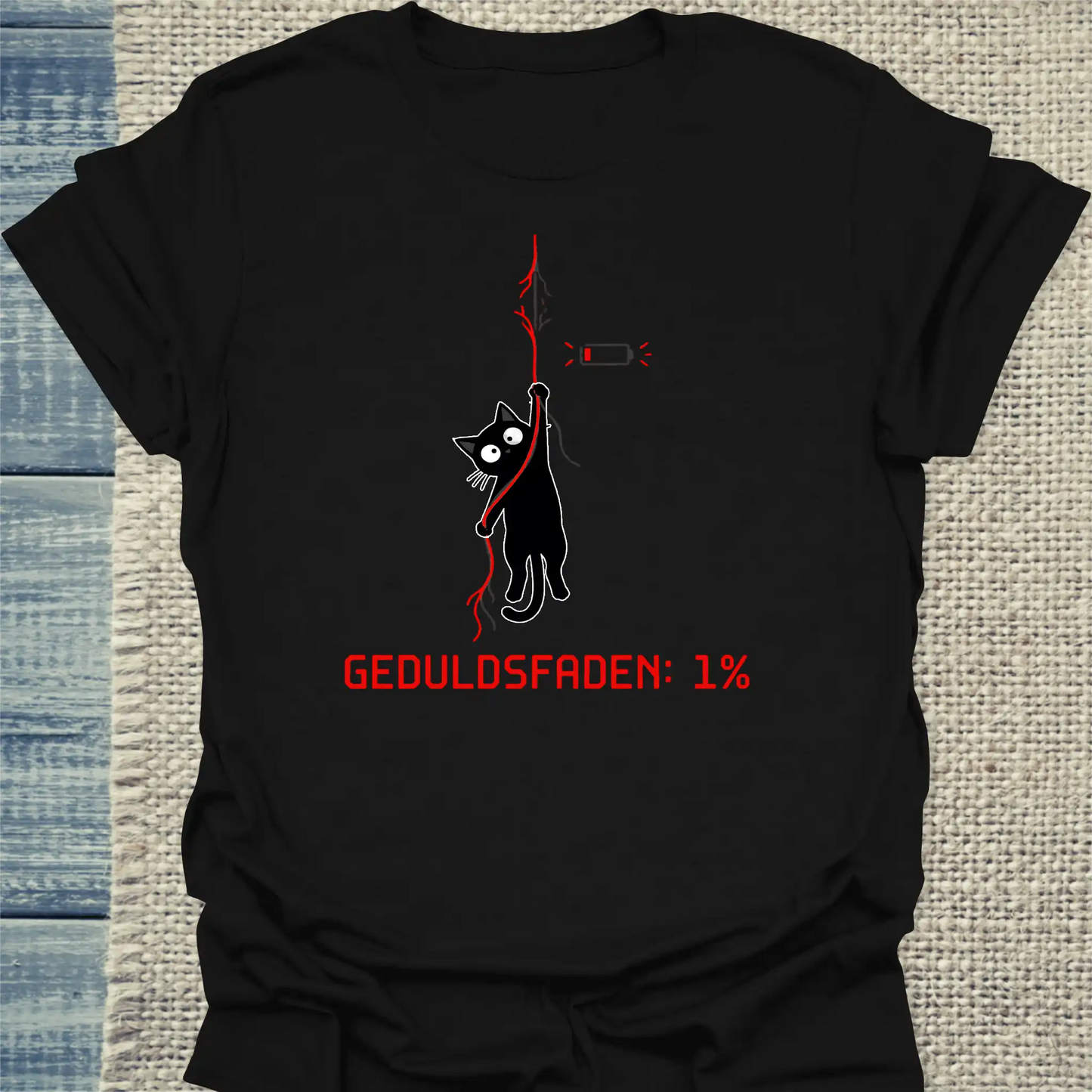T-Shirt - Geduldsfaden: 1% - Unisex - Katze Schwarz