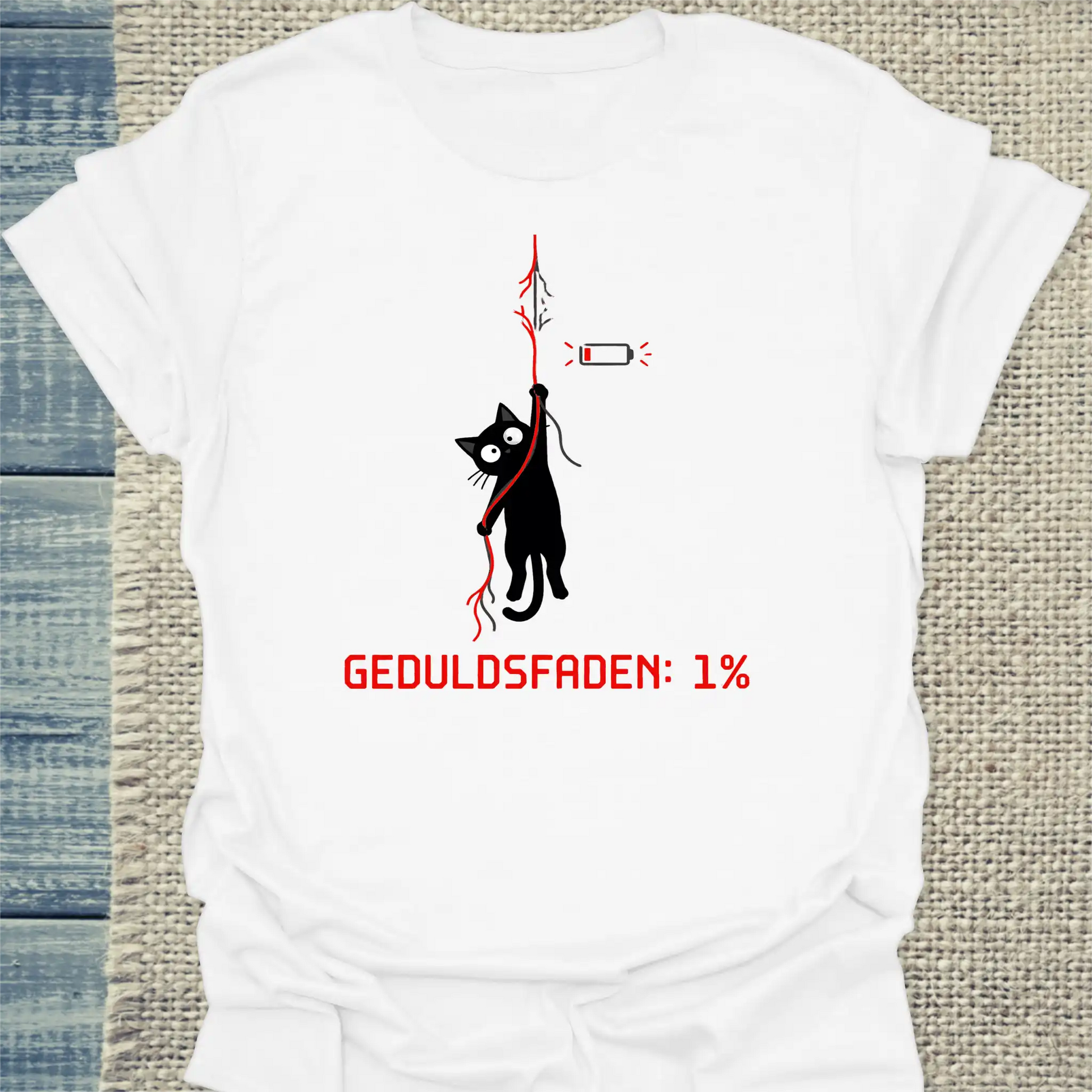 T-Shirt - Geduldsfaden: 1% - Unisex - Katze Weiß