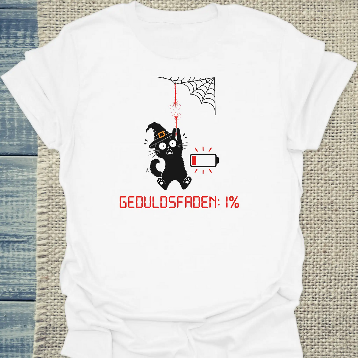 T-Shirt - Geduldsfaden Halloween - Unisex - Katze, Halloween Weiß