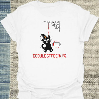 T-Shirt - Geduldsfaden Halloween - Unisex - Katze, Halloween Weiß