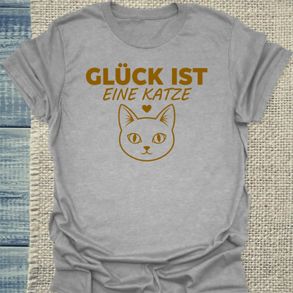 T-Shirt - Glück ist - Eine Katze - Unisex - Katze Grau