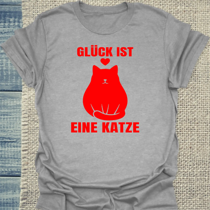 T-Shirt - Glück ist - Unisex - Katze Grau
