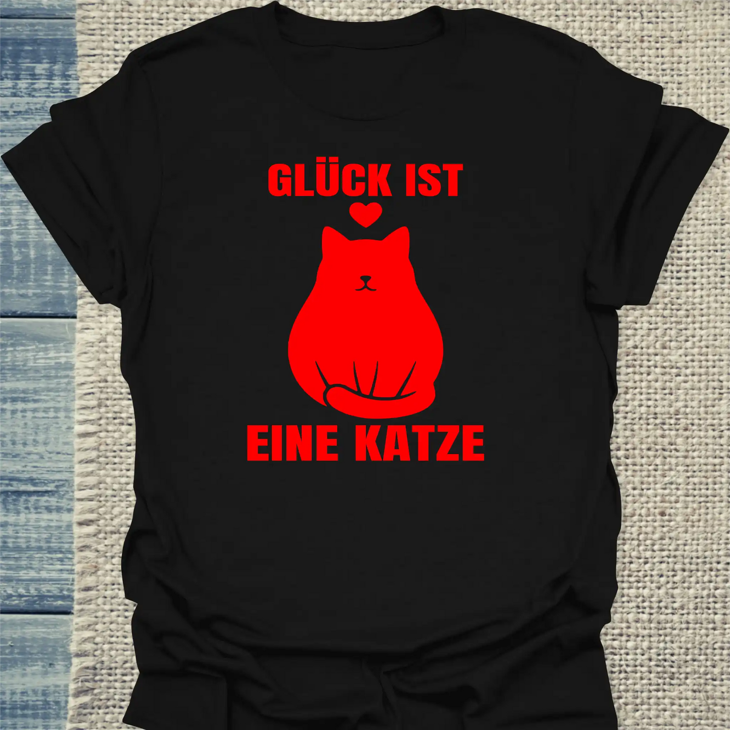 T-Shirt - Glück ist - Unisex - Katze Schwarz