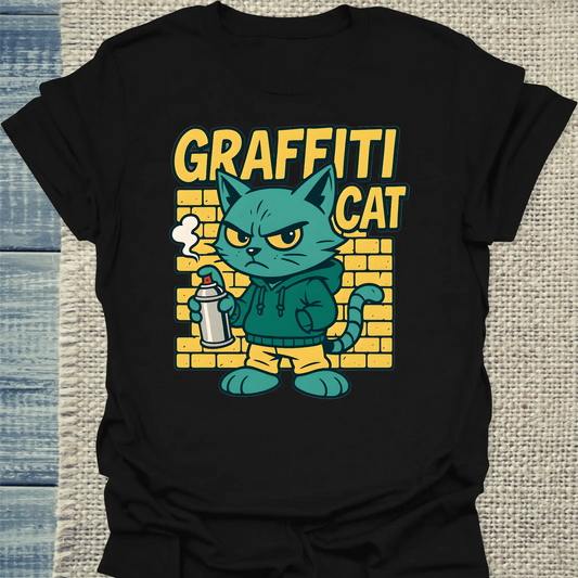 T-Shirt - Graffiti Cat - Unisex - Katze Schwarz
