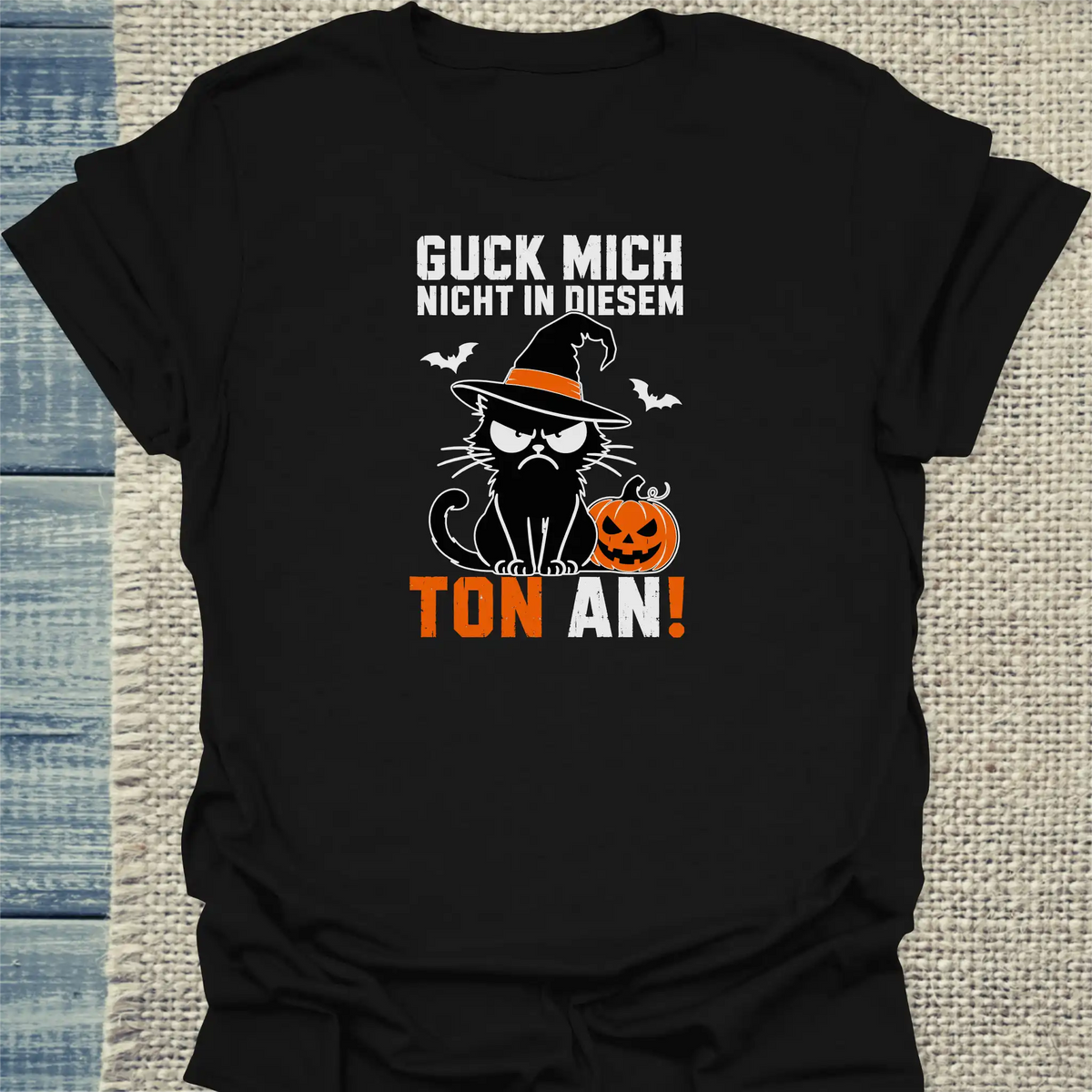 T-Shirt - Guck mich nicht - Halloween - Unisex - Katze, Halloween Schwarz