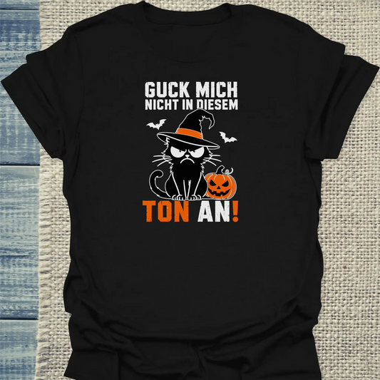 T-Shirt - Guck mich nicht - Halloween - Unisex - Katze, Halloween Schwarz