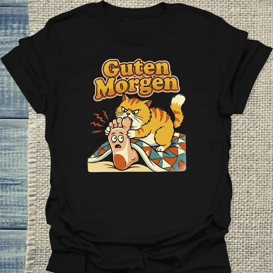 T-Shirt - Guten Morgen - Unisex - Katze Schwarz