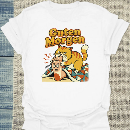 T-Shirt - Guten Morgen - Unisex - Katze Weiß