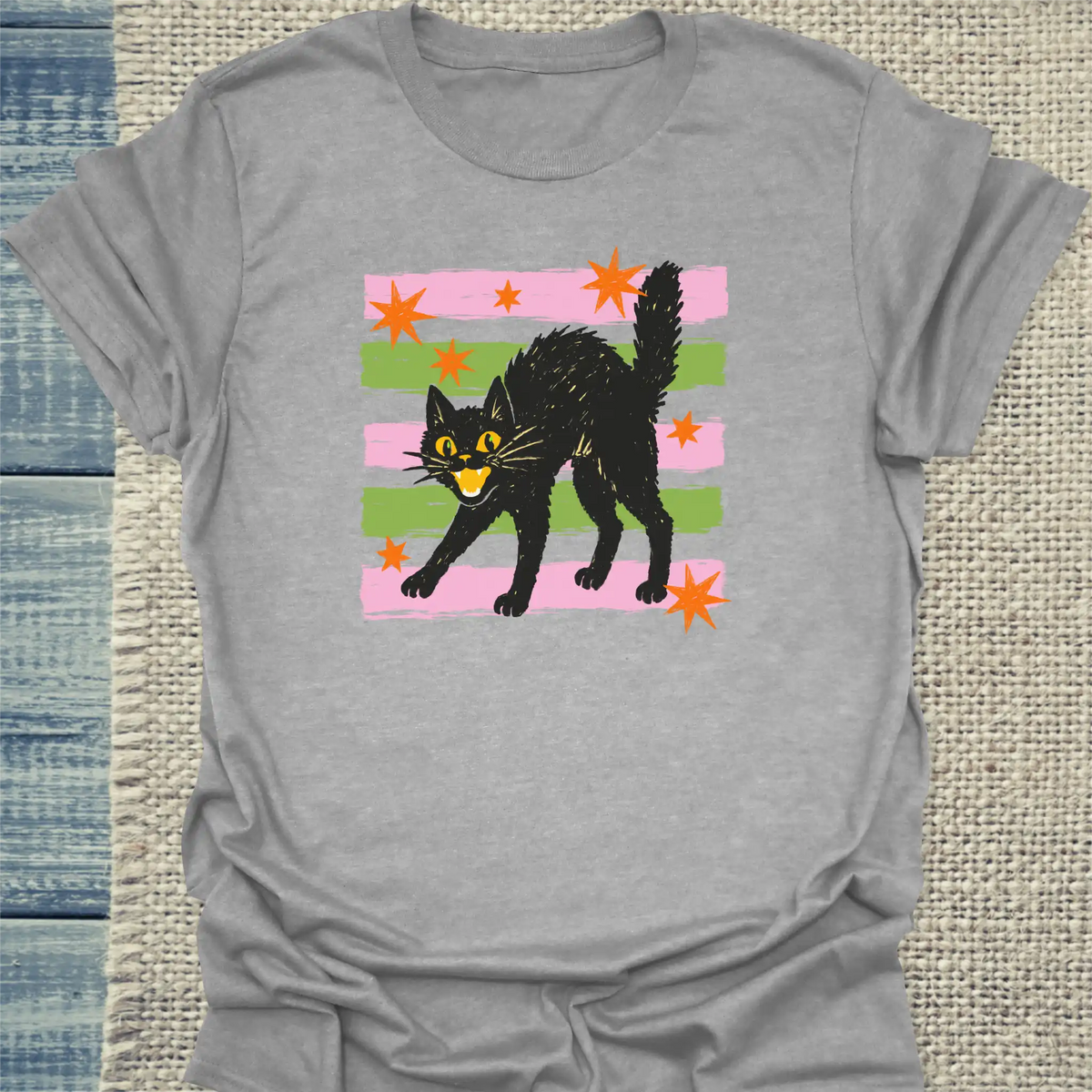 T-Shirt - Halloween Cat - Unisex - Katze, Halloween Grau