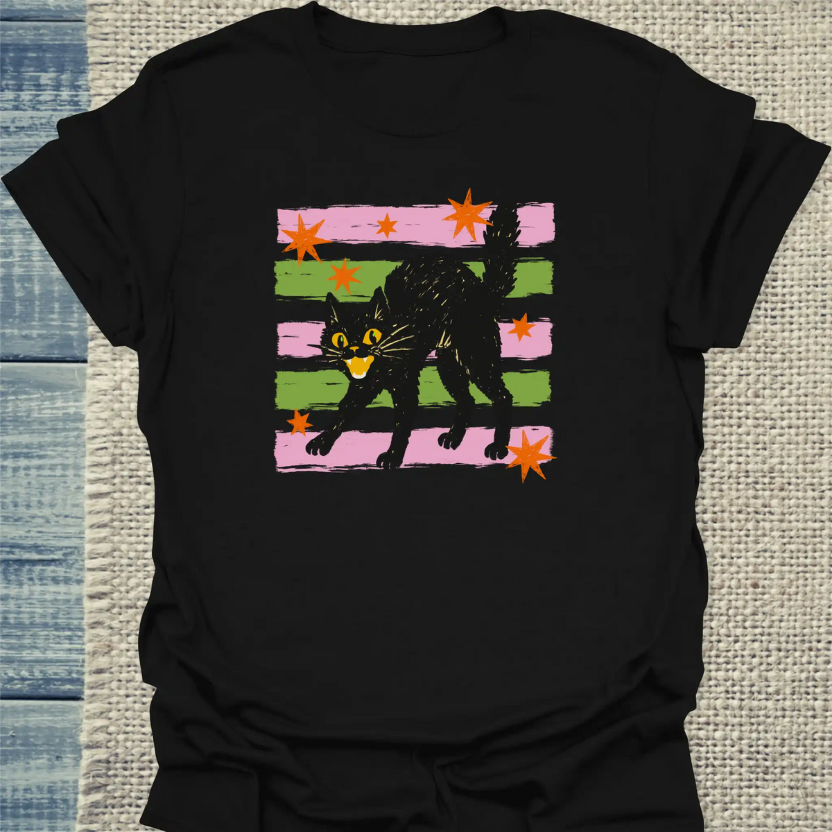 T-Shirt - Halloween Cat - Unisex - Katze, Halloween Schwarz