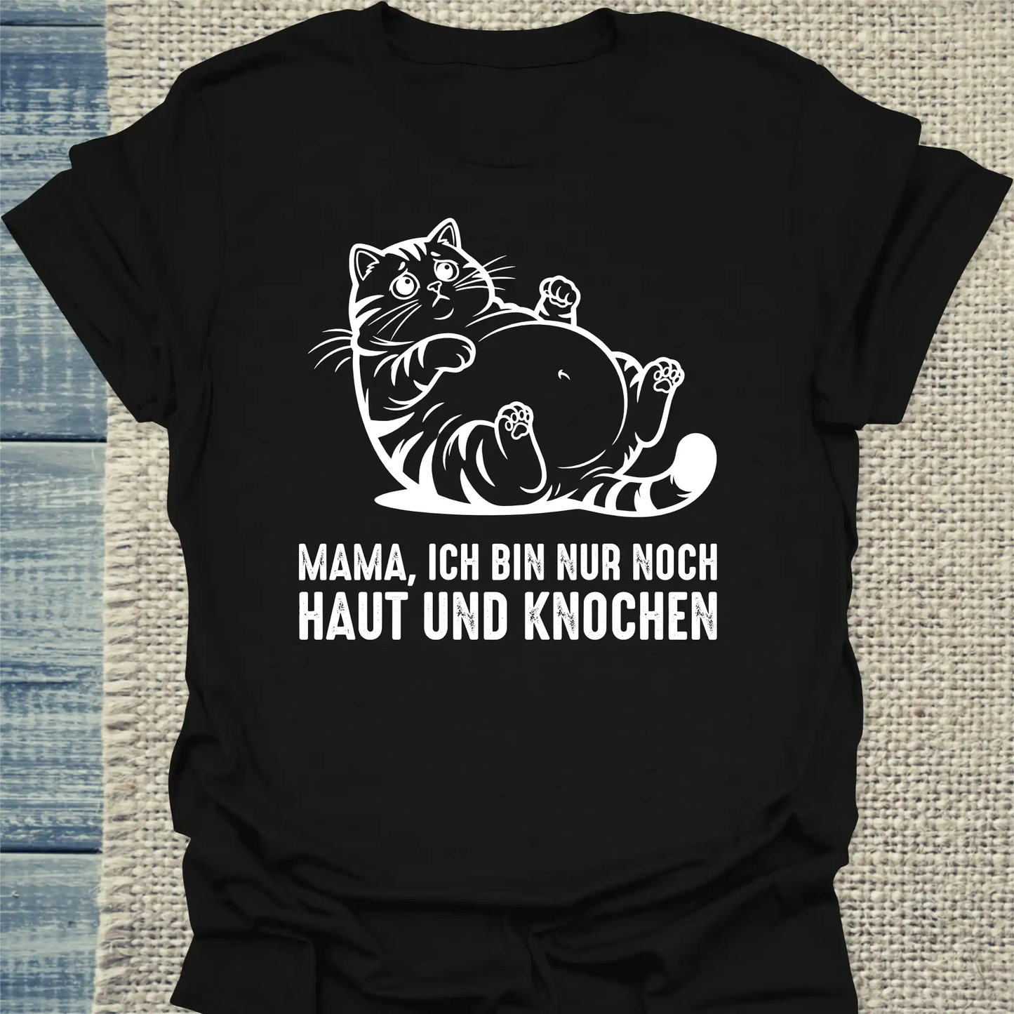 T-Shirt - Haut und Knochen - Unisex - Katze Schwarz
