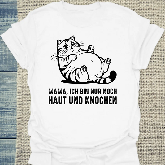 T-Shirt - Haut und Knochen - Unisex - Katze Weiß