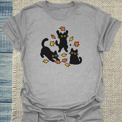 T-Shirt - Herbstlaub - Unisex - Katze Grau