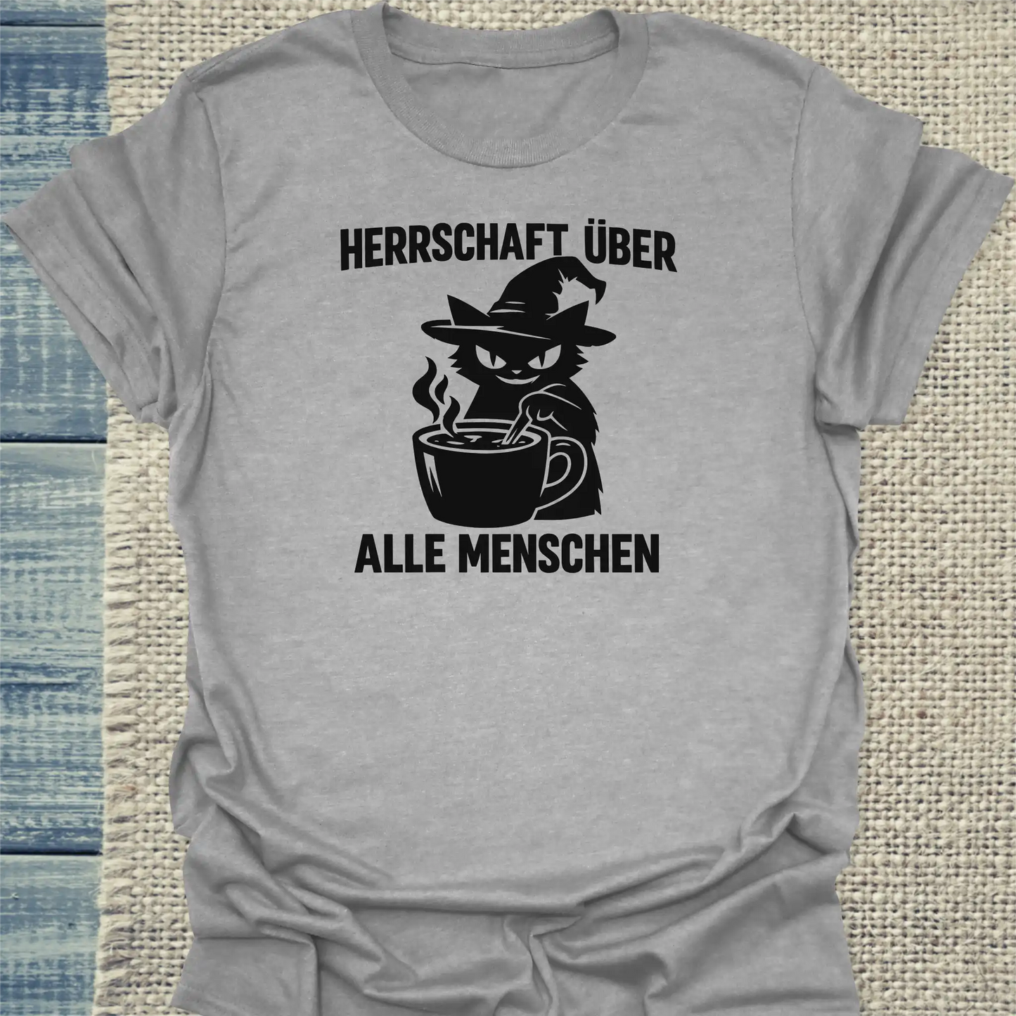 T-Shirt - Herrschaft - Unisex - Katze, Halloween Grau