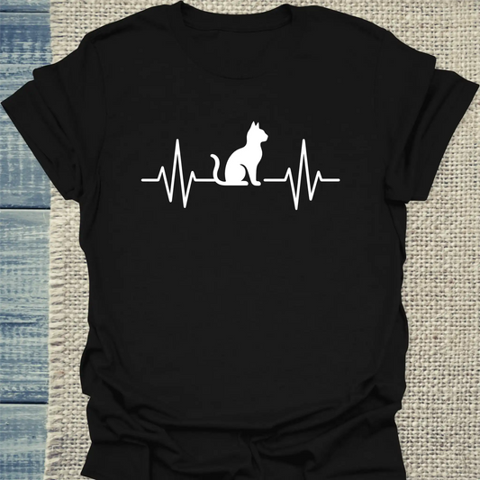 T-Shirt - Herzschlag für Katzen - Unisex - Katze Schwarz