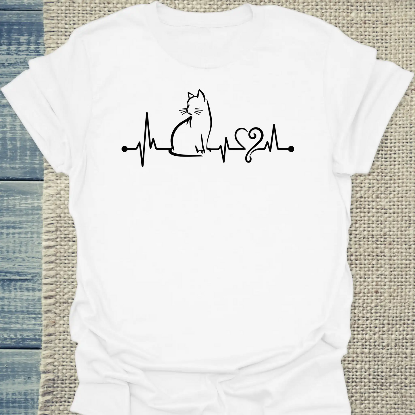 T-Shirt - Herzschlag - Unisex - Katze Weiß