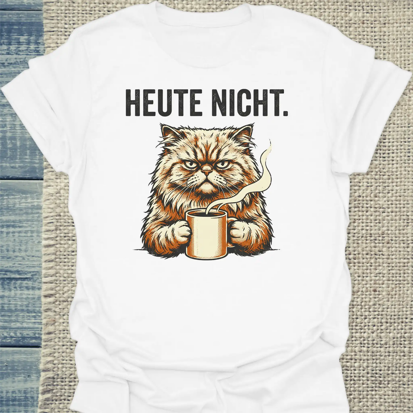T-Shirt - Heute Nicht - Unisex - Katze & Kaffee Weiß