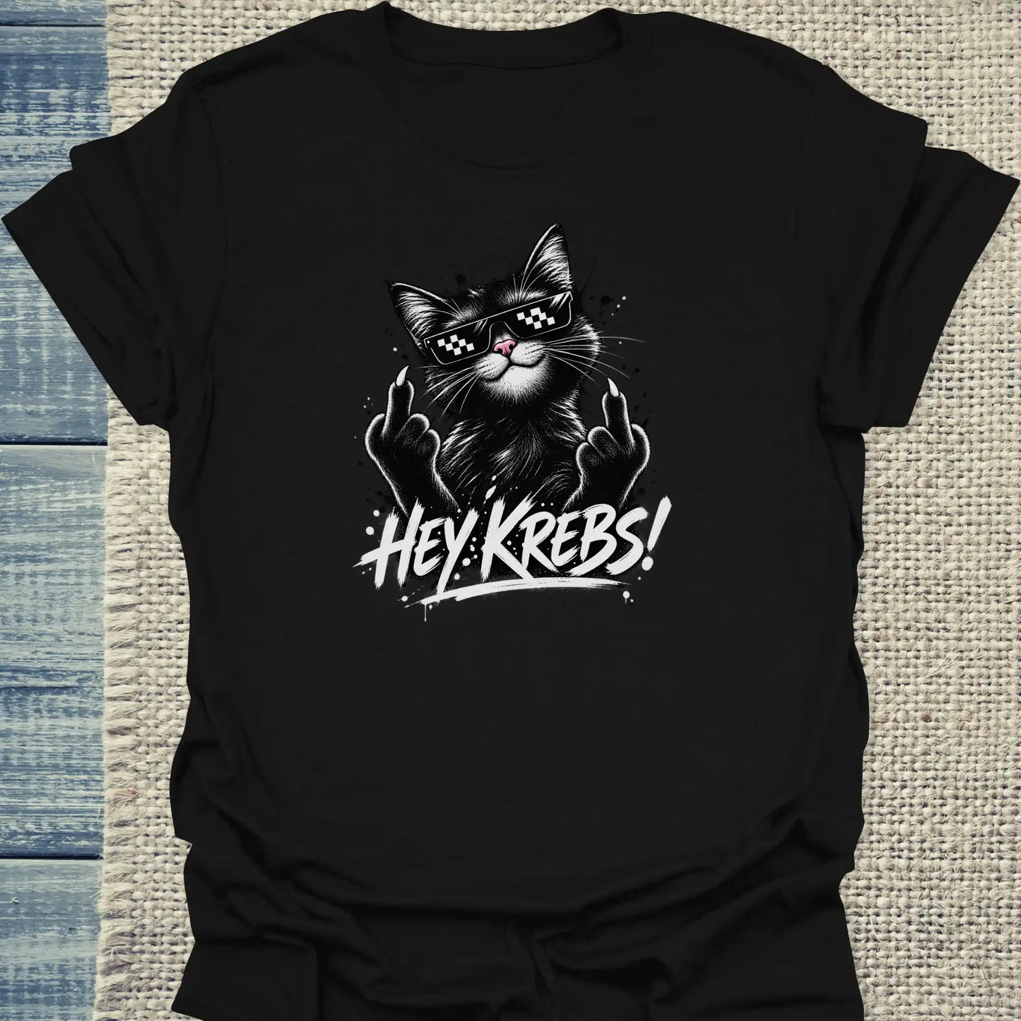T-Shirt - Hey Krebs - Unisex - Katze Schwarz