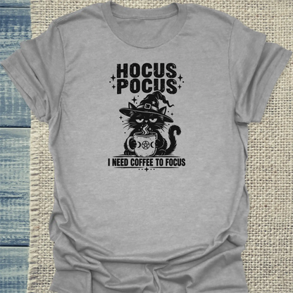 T-Shirt - HOCUS POCUS - Unisex - Katze & Kaffee, Halloween Grau