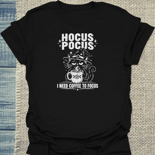 T-Shirt - HOCUS POCUS - Unisex - Katze & Kaffee, Halloween Schwarz