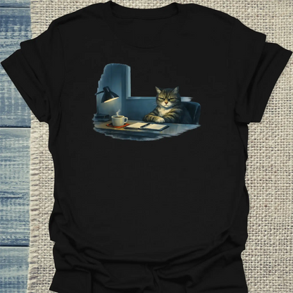 T-Shirt - Hopper - Grimmige Katze - Unisex - Katze & Kaffee Schwarz