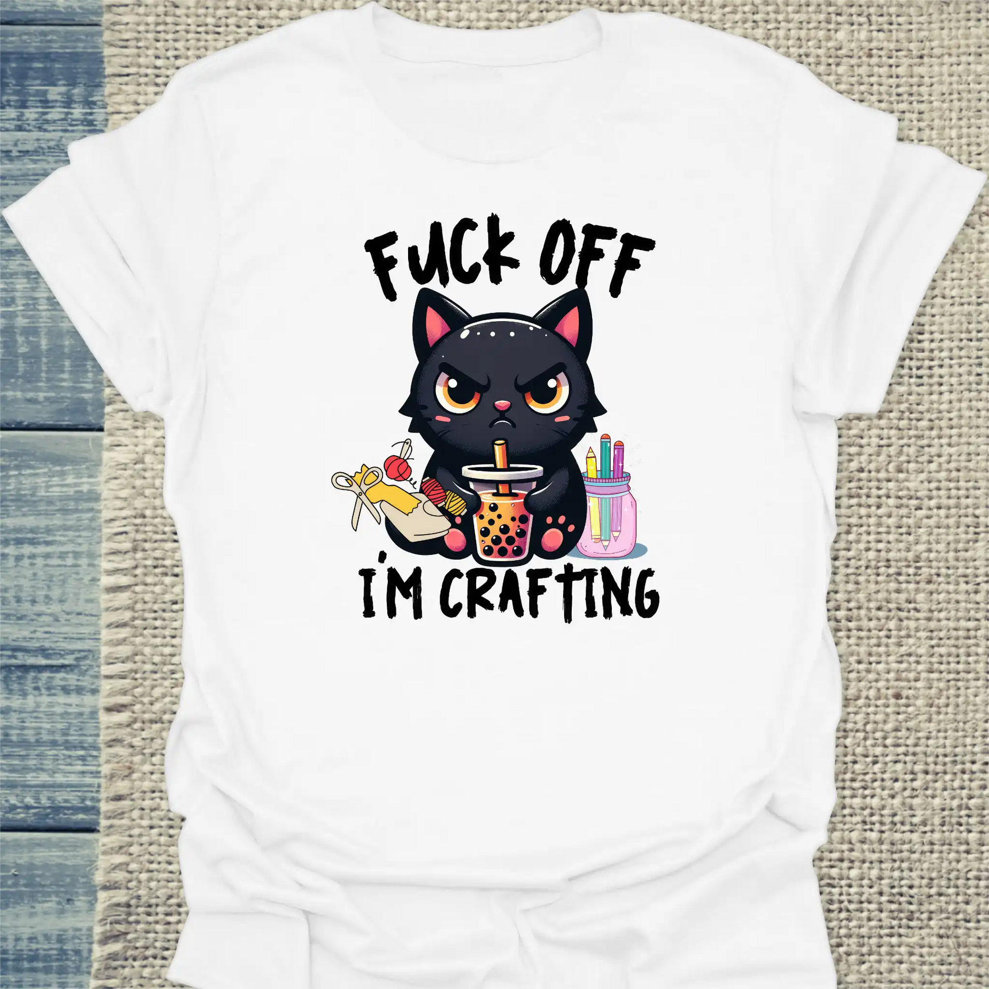 T-Shirt - I am crafting - Unisex - Katze Weiß