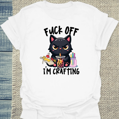 T-Shirt - I am crafting - Unisex - Katze Weiß